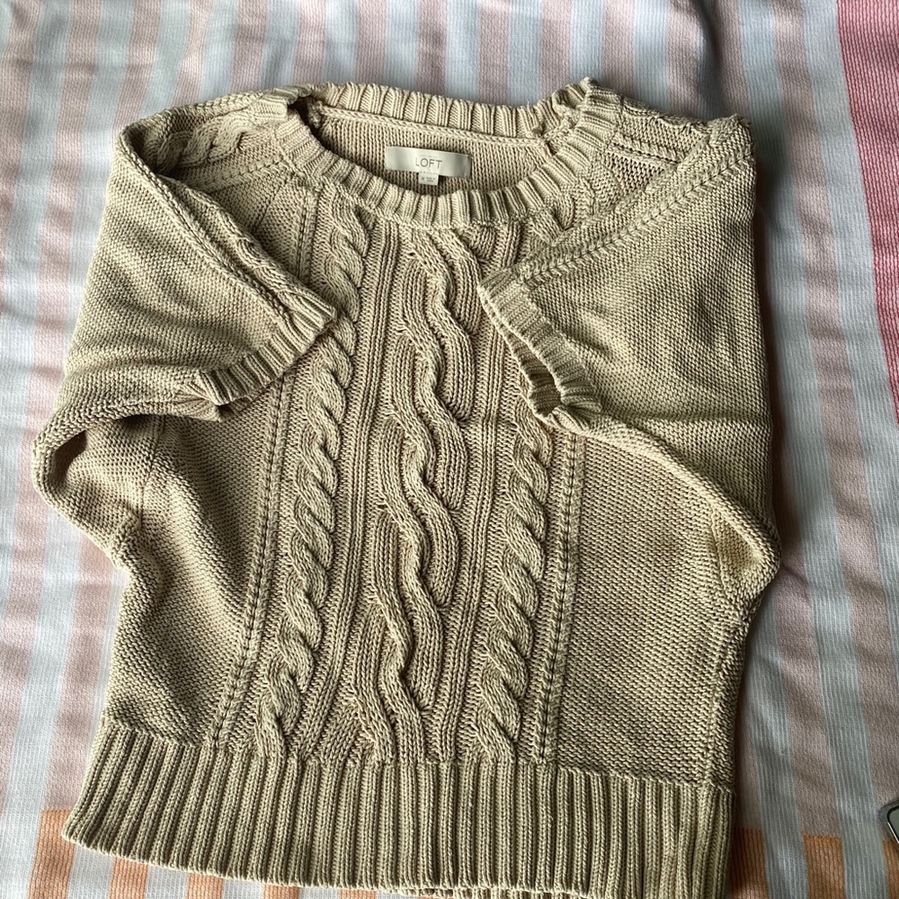 Loft short sleeve cable knit sweater